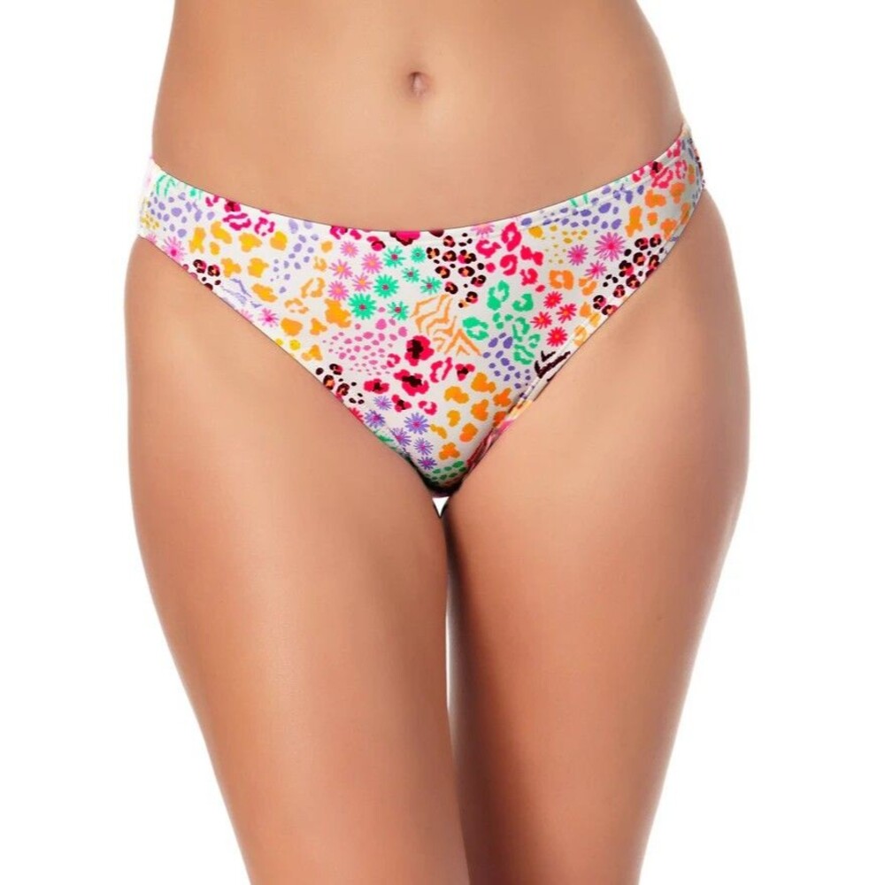NWT California Waves MULTI Juniors' Hipster Scoop Bikini Swim Bottom, Medium